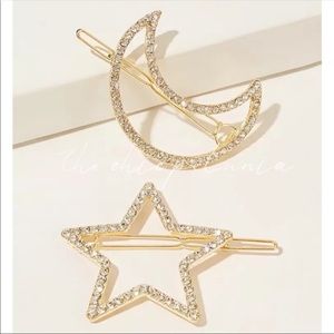 🎉JUST IN🎉NWT—-Moon & Star Hair Clips
